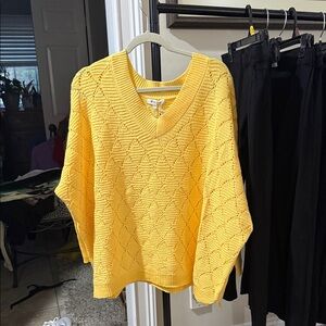 Miracle Sunny Yellow V-Neck Pointelle Knit Sweater